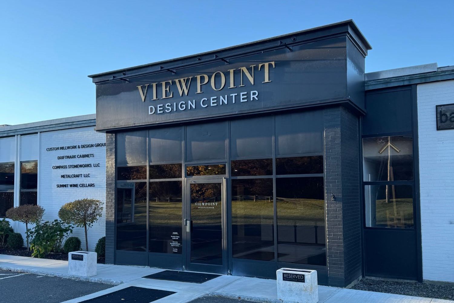The Viewpoint Design Center building on Bantam Road, with the Viewpoint sign over the entrance.